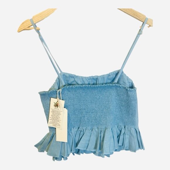 Fanm Mon XL Marion Front Keyhole Embroidered Butterfly Sleeveless Peplum Top NWT - Picture 3 of 10